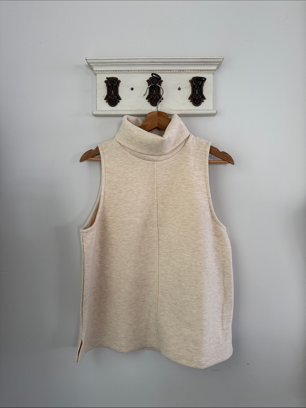 OGL Sleeveless Turtleneck in Light Cream Classic Women’s Top Neutral Work